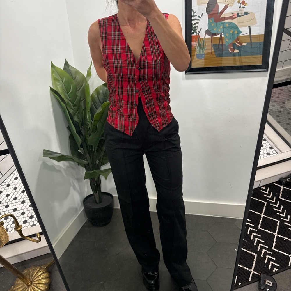 Plaid Red and Black Women's Vest